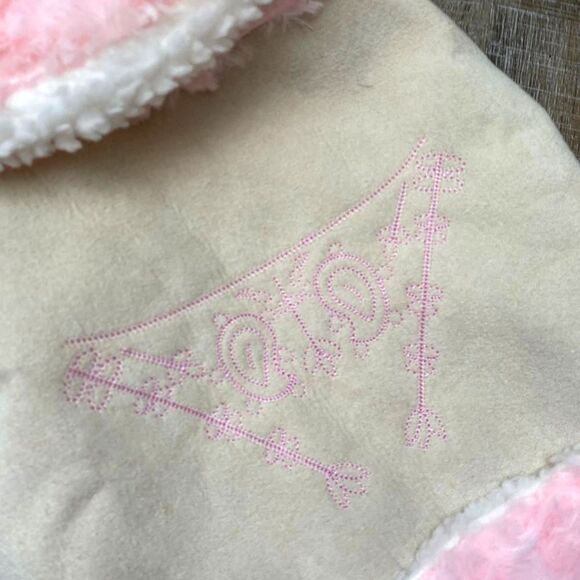 Dog Pet Coat Embroidered Jacket Medium Beige Suede Jacket Pink Fur Collar Fleece - Picture 3 of 11